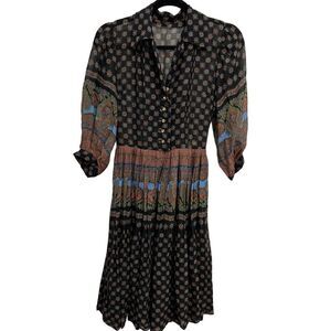 Charles Berg Dress Fairy‎ Size XS Vintage Floral Print Button-Up Multi-Color